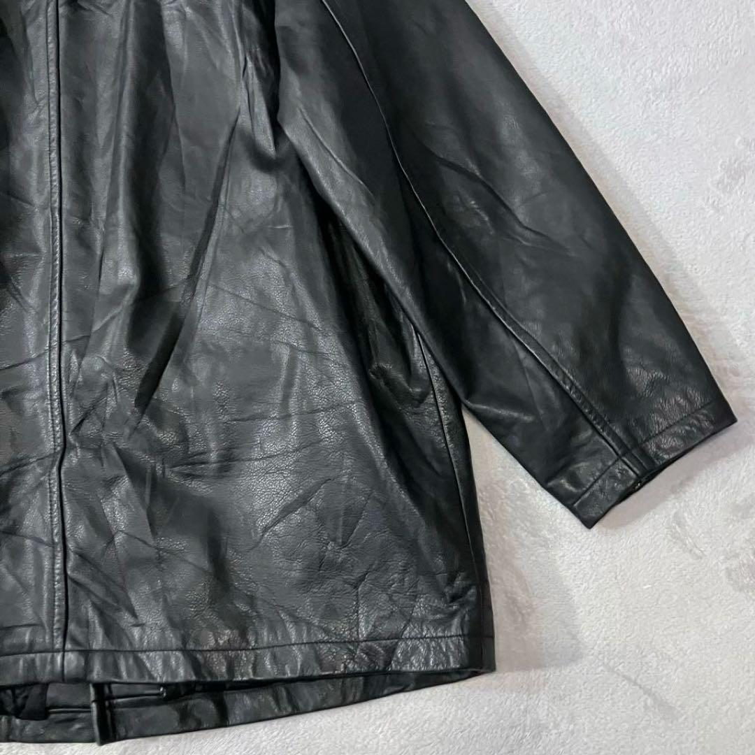 J.CREW 90s レザーカーコート　ボタンダウン　100%本革　ヴィンテージ
