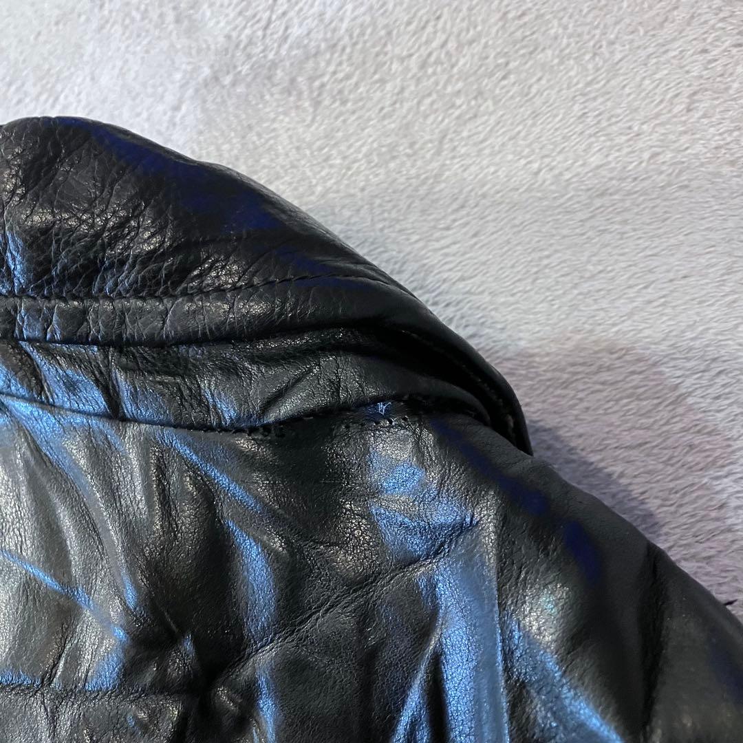 J.CREW 90s レザーカーコート　ボタンダウン　100%本革　ヴィンテージ