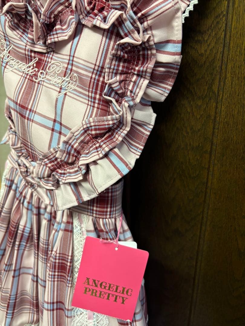 Angelic Pretty タータンチェック ハート胸あて付きスカート セット