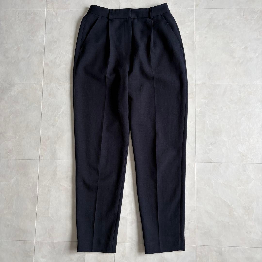 NATURAL BEAUTY BASIC ノーカラーパンツスーツ 紺 S/XS