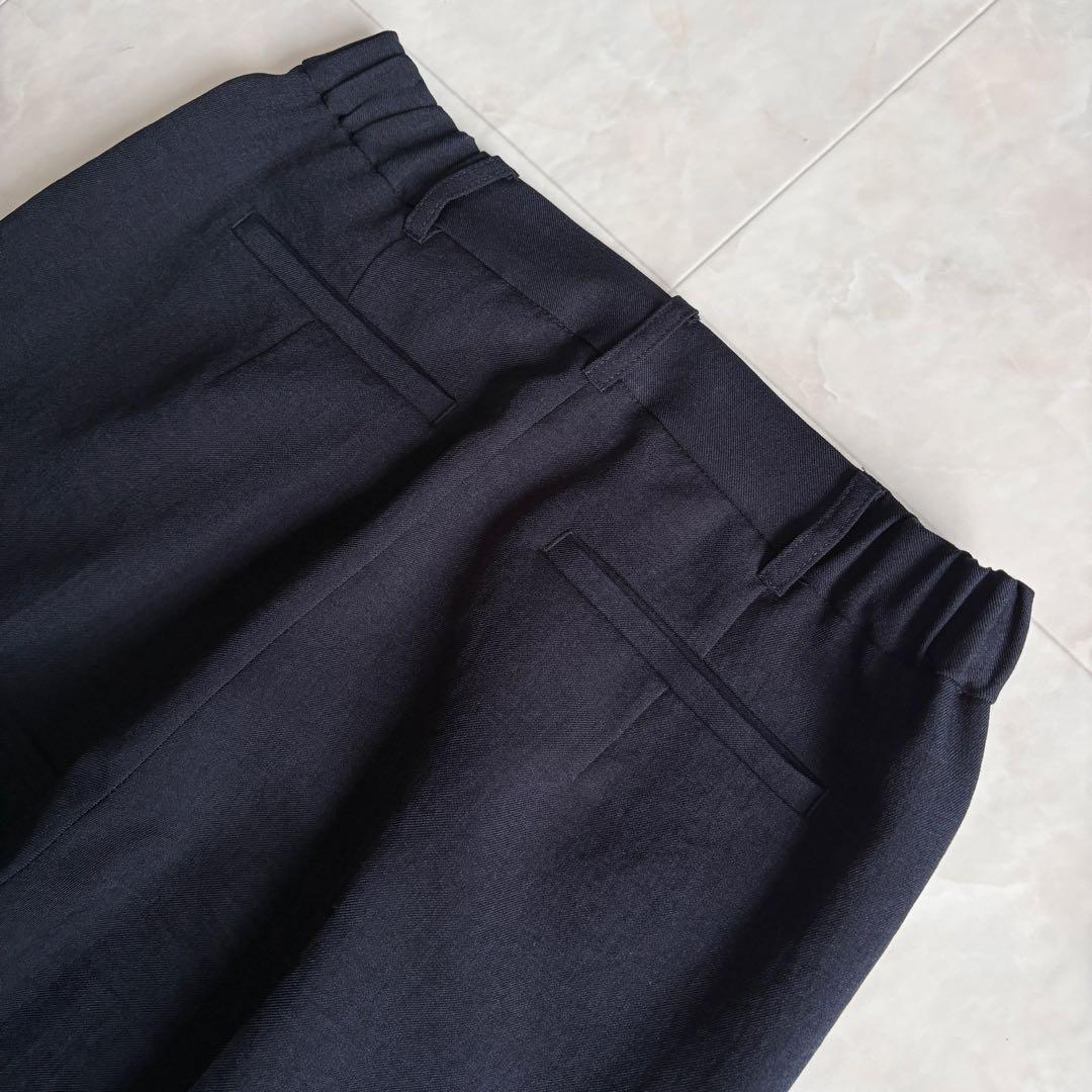 NATURAL BEAUTY BASIC ノーカラーパンツスーツ 紺 S/XS