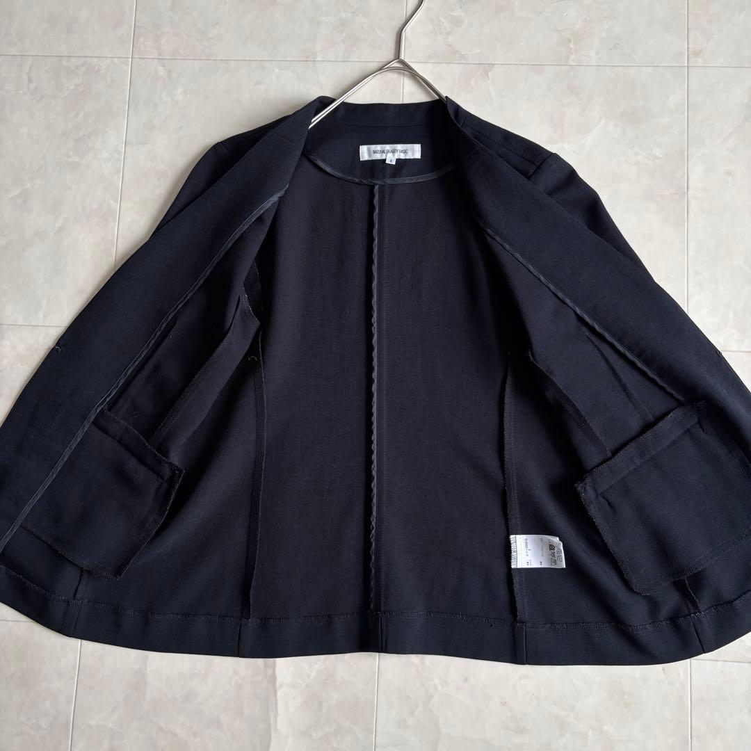 NATURAL BEAUTY BASIC ノーカラーパンツスーツ 紺 S/XS
