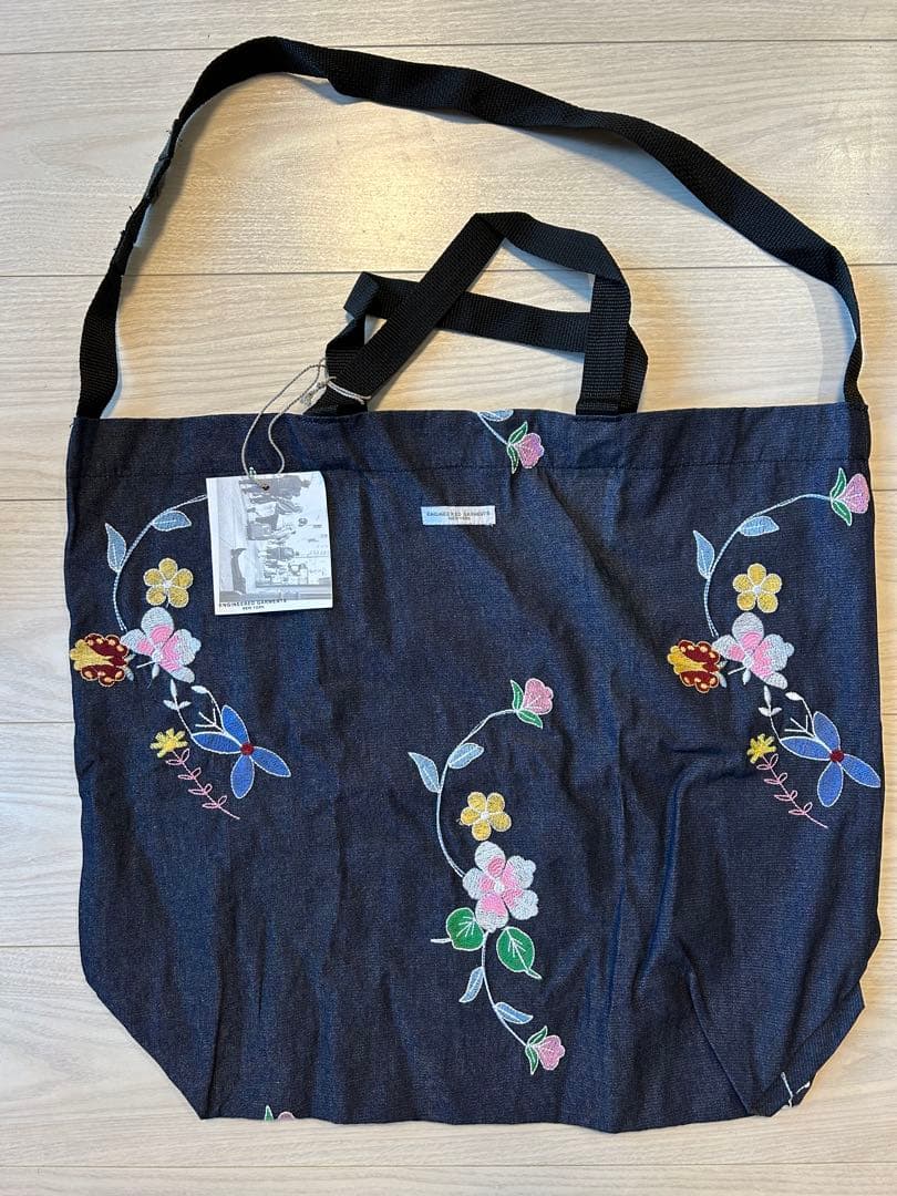新品エンジニアードガーメンツ CARRYALLTOTE フラワーデニム刺繍USA