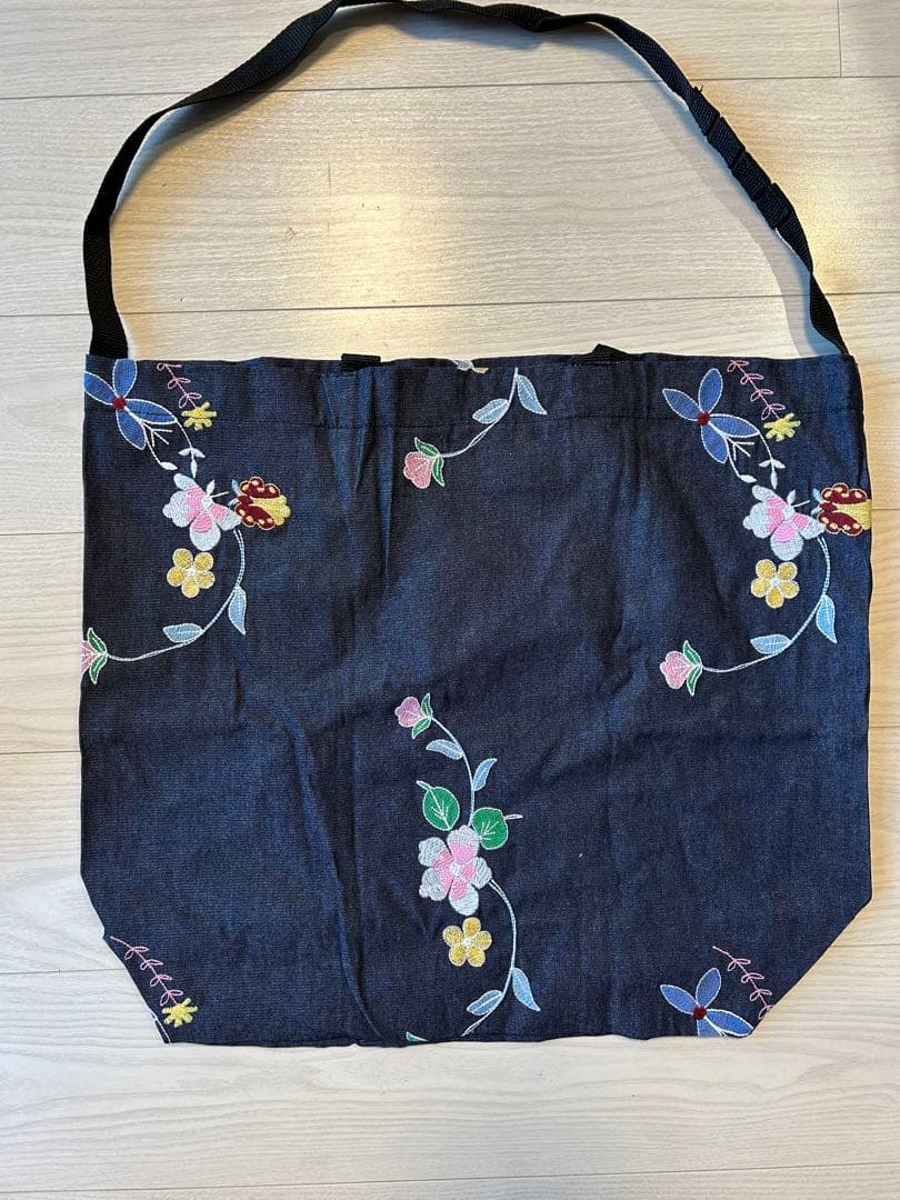 新品エンジニアードガーメンツ CARRYALLTOTE フラワーデニム刺繍USA