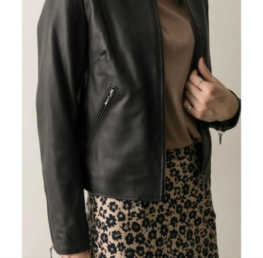 URBAN RESEARCH ブラックノーカラーレザージャケット 36