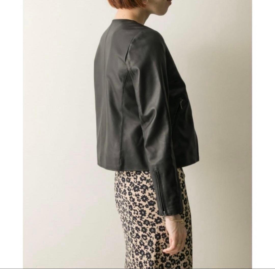 URBAN RESEARCH ブラックノーカラーレザージャケット 36