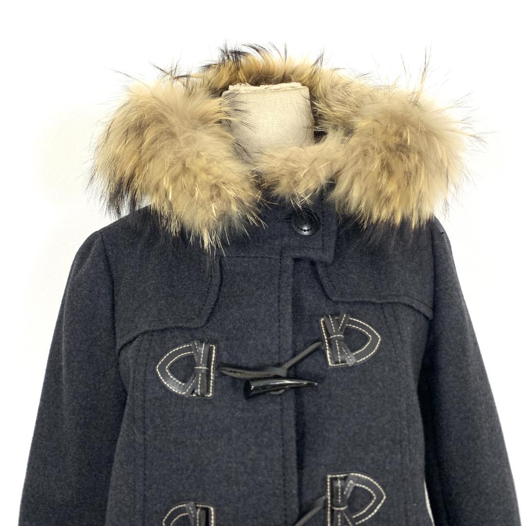 LA8775 クレージュ ショート丈コート グレー ウール100％ 38