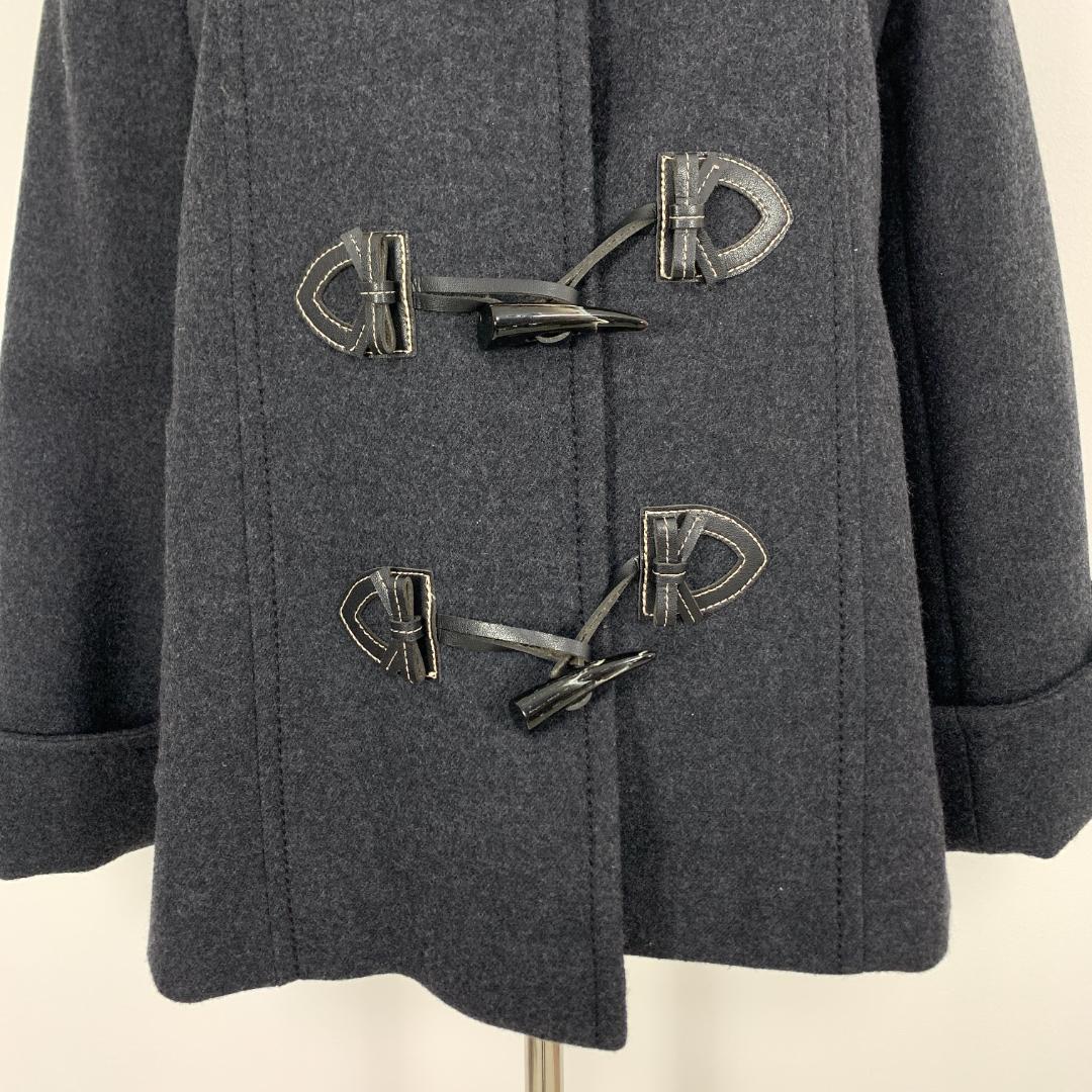 LA8775 クレージュ ショート丈コート グレー ウール100％ 38