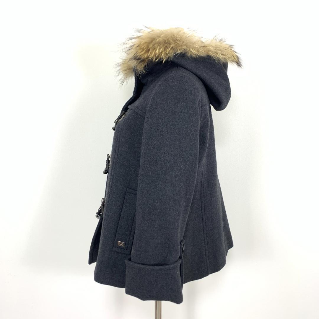 LA8775 クレージュ ショート丈コート グレー ウール100％ 38