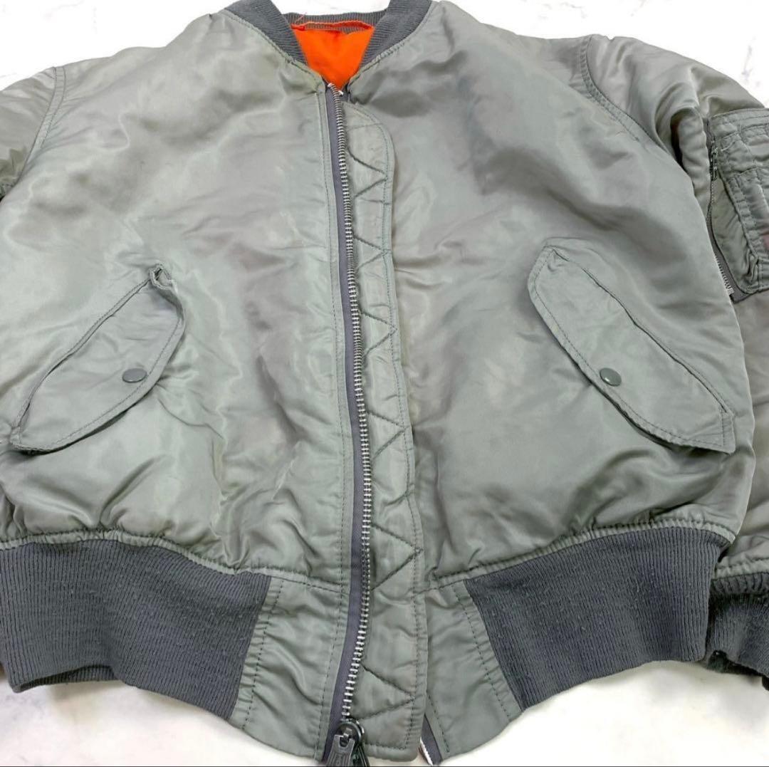 希少カラー★ 90s USA製 ALPHA MA-1 シルバー L　D335