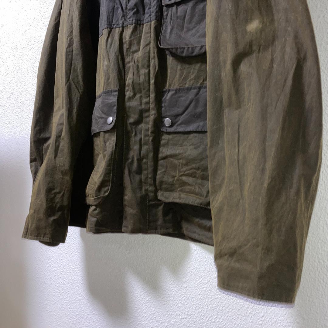 ジャケット・アウター waxed cotton color-block jacket w liner