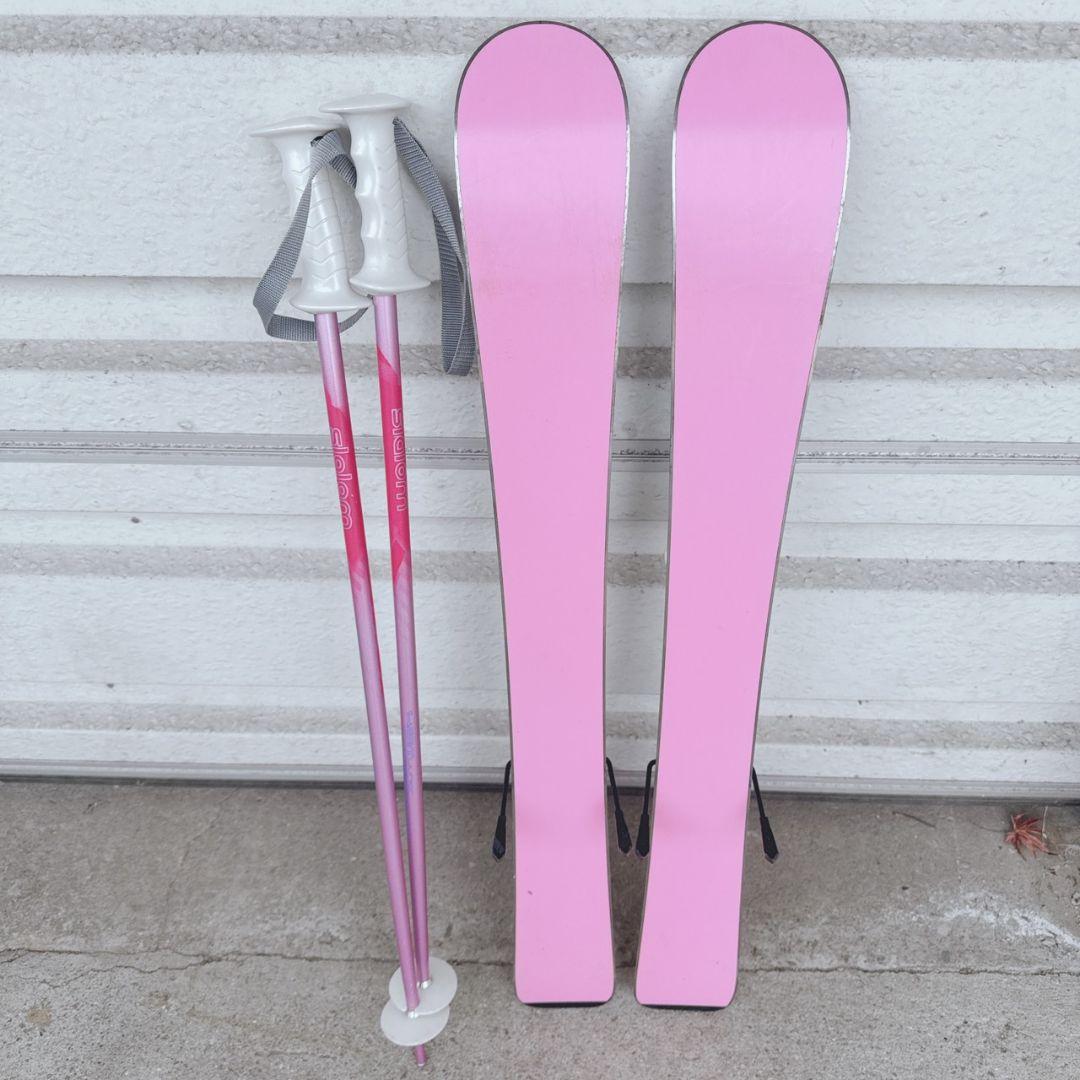 P-PRITY 子ども用スキー板 80cm ストック付き 花柄 花模様 キュート