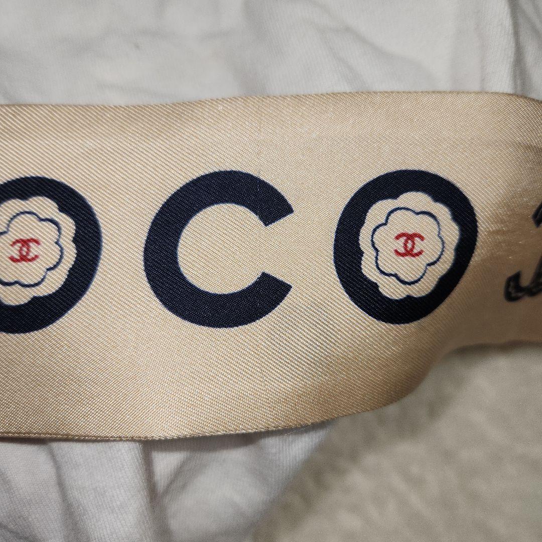 CHANEL　ココマーク スカーフ　シルク　ベージュ　カメリア