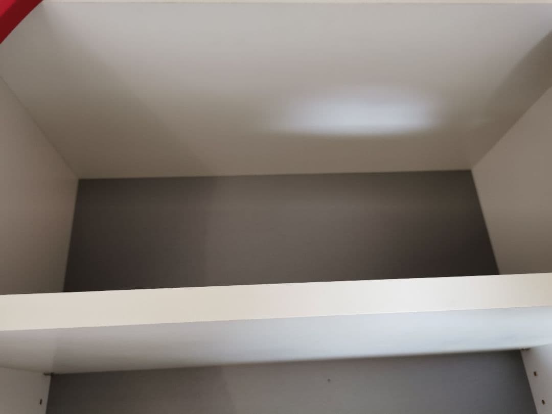 棚　本棚　波形デザイン木製ラック 4段 赤白　レトロ　高橋木工所　東京インテリア