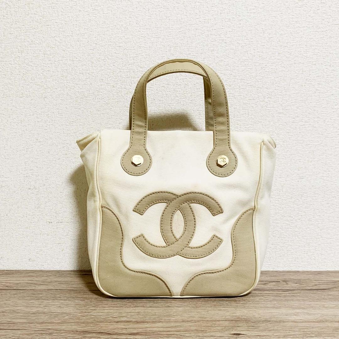 【良品上】シャネル マシュマロ ココマーク トート ハンドバッグ キャンバス
