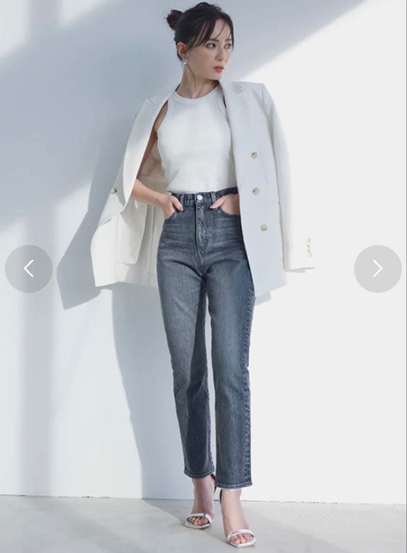 anuans グレー スリムデニム