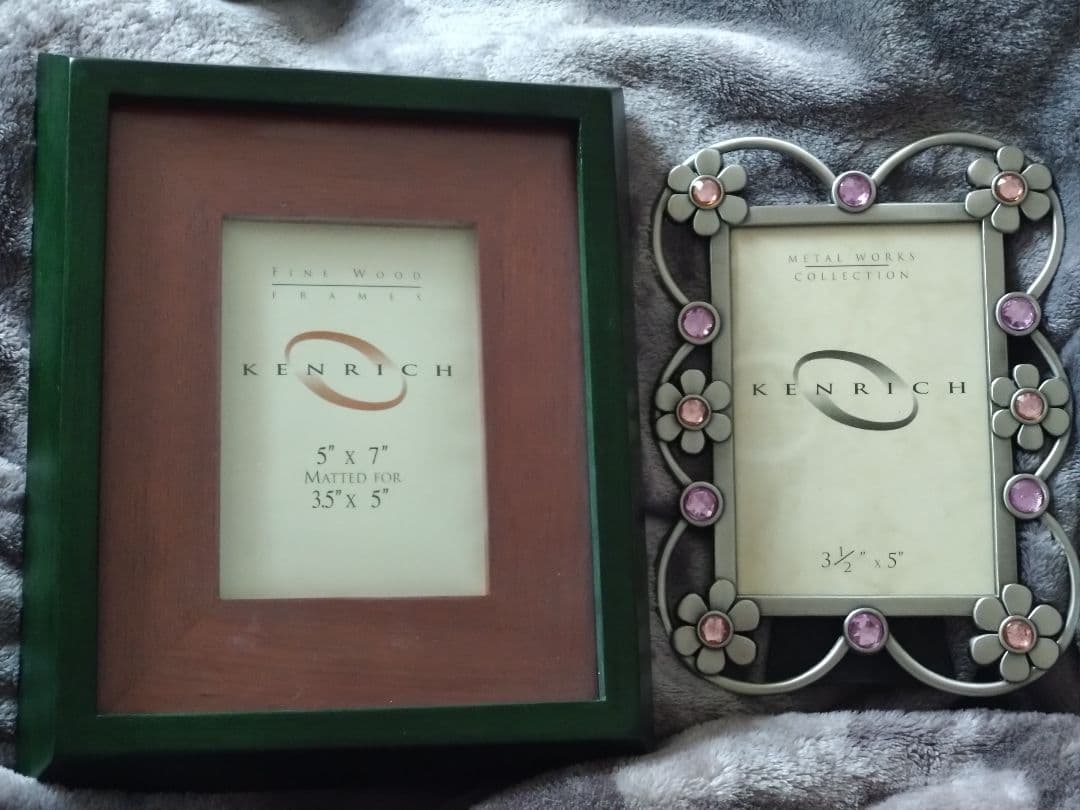 アメリカ　kenrich 木製、花柄金属製　フォトフレーム　2点