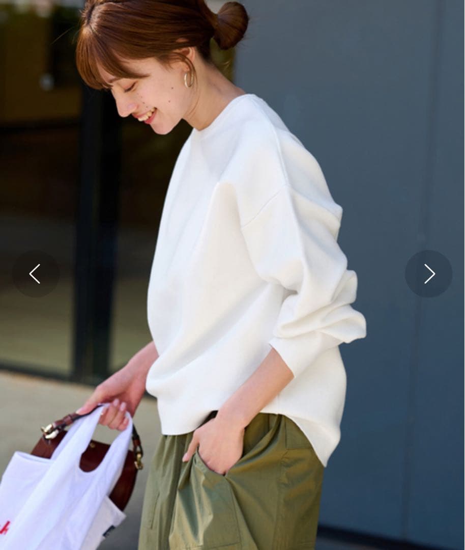 新品 スムースニット プルオーバー 白 サイズフリー