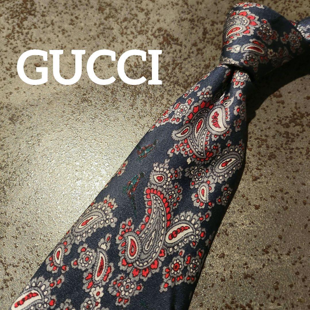 GUCCI グッチ ネクタイ ペイズリー ネイビー ハイブランド 高級 人気