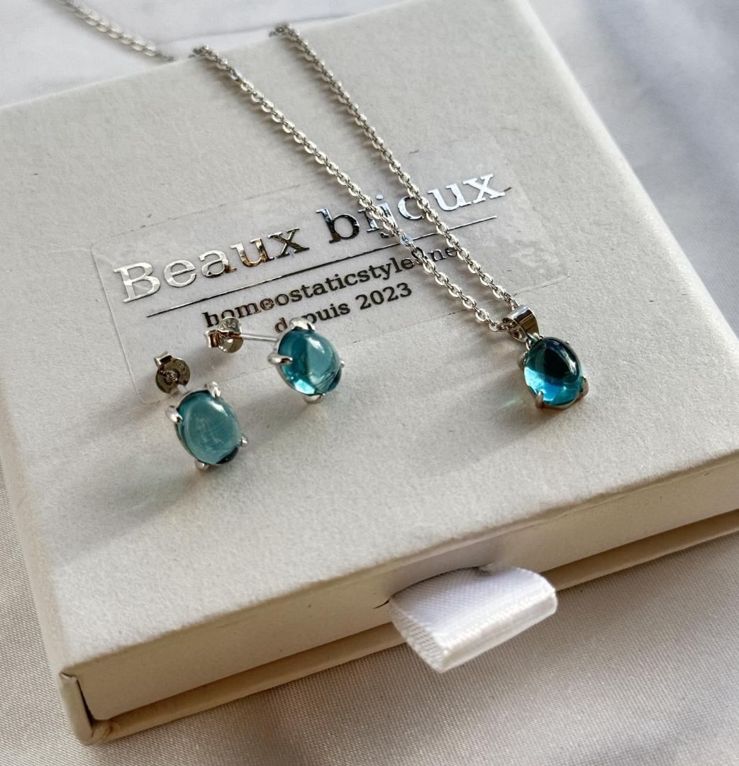 ナノクリスタル パライバ 8×6mm セット（SV925）