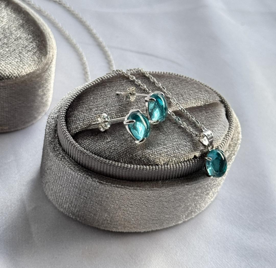 ナノクリスタル パライバ 8×6mm セット（SV925）