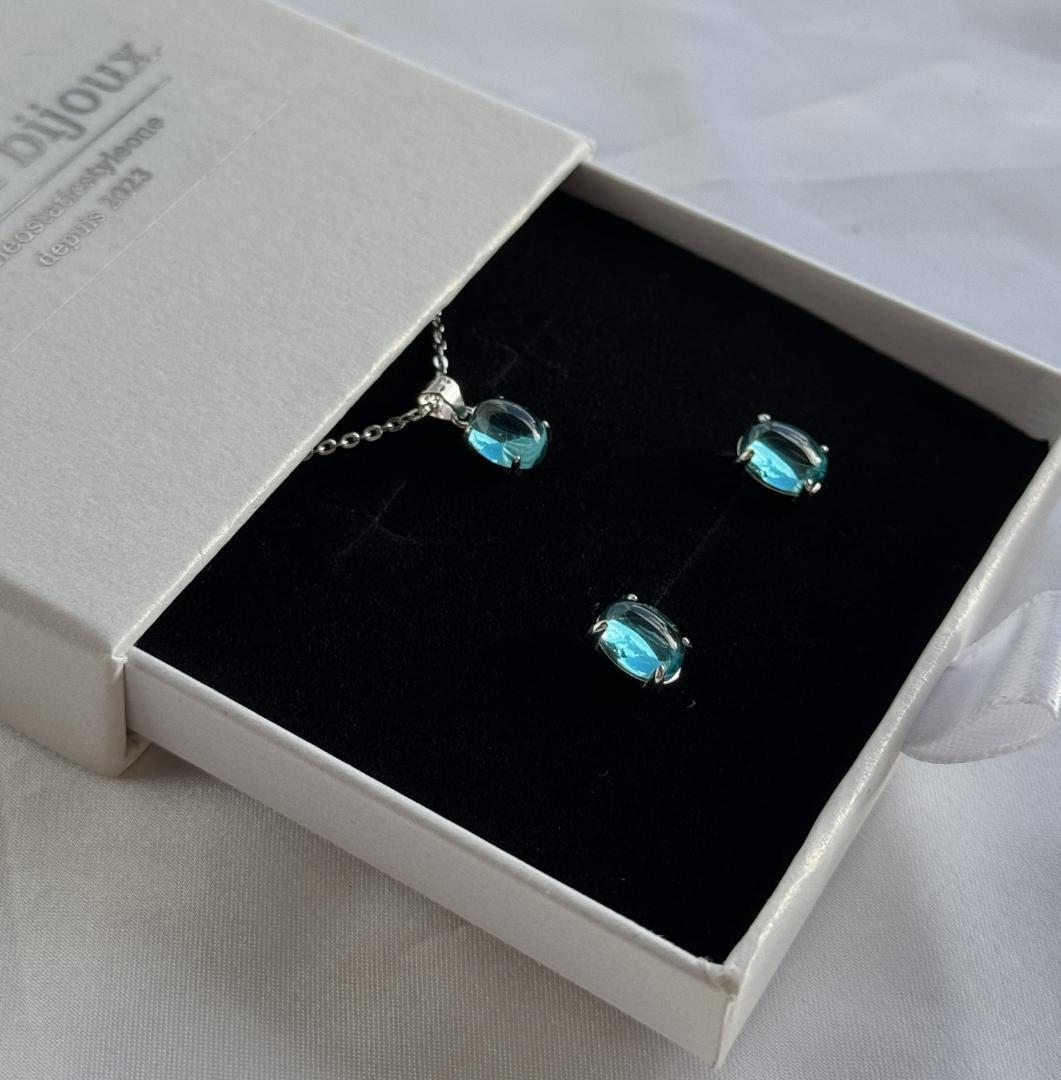 ナノクリスタル パライバ 8×6mm セット（SV925）