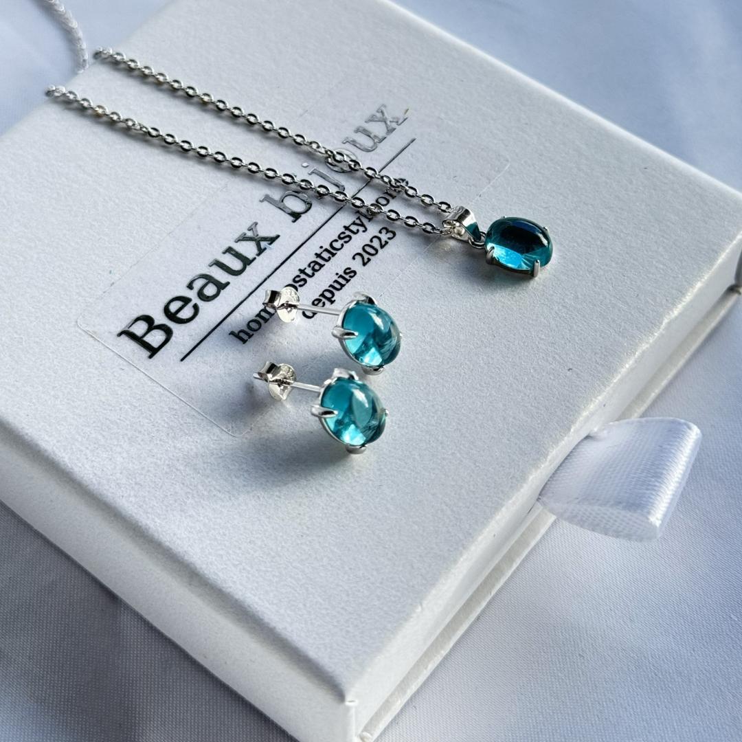 ナノクリスタル パライバ 8×6mm セット（SV925）