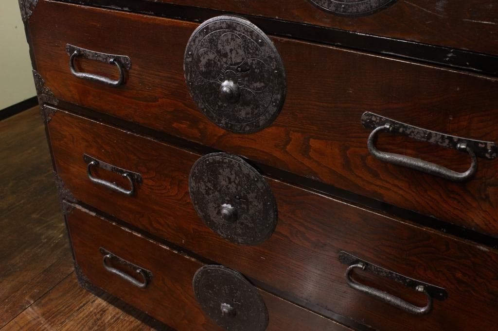 最上地方の衣装箪笥 丸金具 時代箪笥/古民家/チェスト/収納/無垢材/古家具