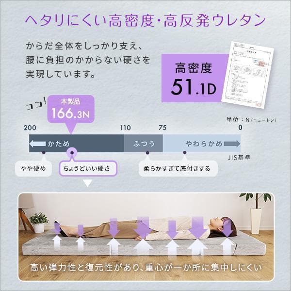 【ダブル】自由自在マットレス！　折りたたみソファマットレス　ブラウン
