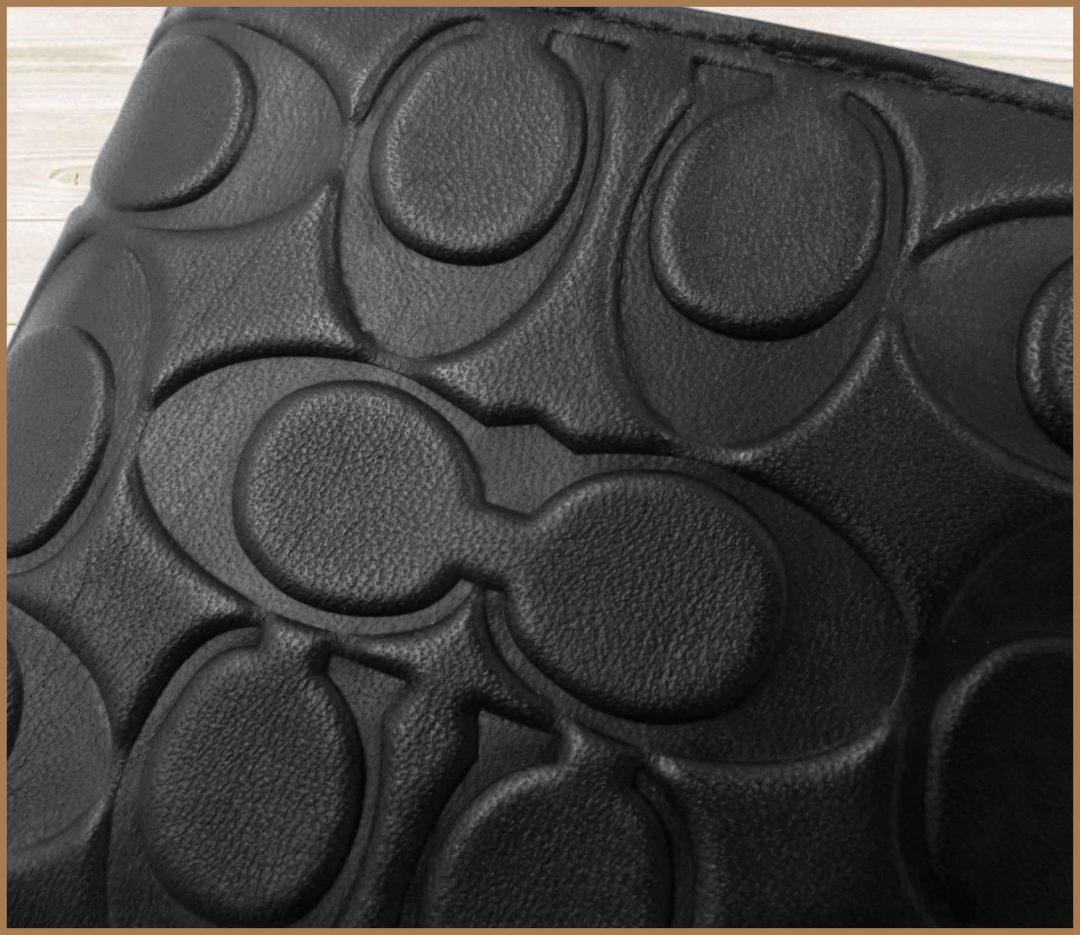 【新品】コーチCOACHアウトレット二つ折り財布シグネチャーウォレット黒