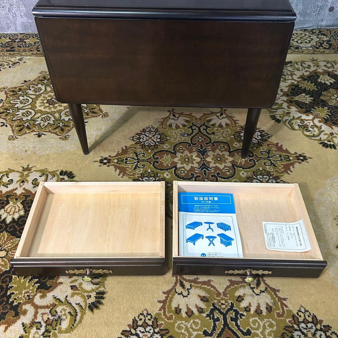 ꧁カリモク家具 karimoku꧂両側バタフライ式サイドテーブル ナイト ロー