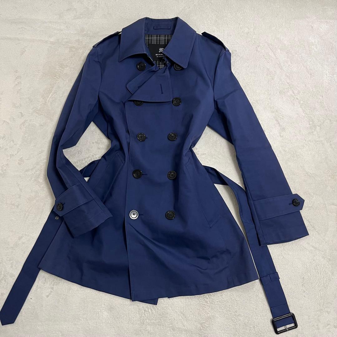 726 バーバリー ブラックレーベル トレンチコート ブルー M ベルト付