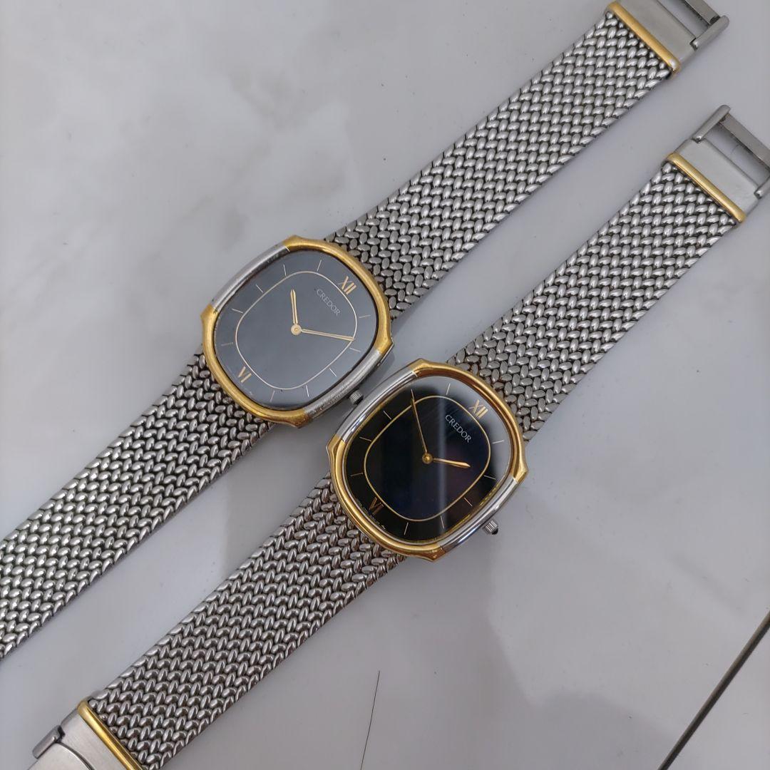 セイコー　クレドール　１８金無垢ベゼル　メンズ　２本セット