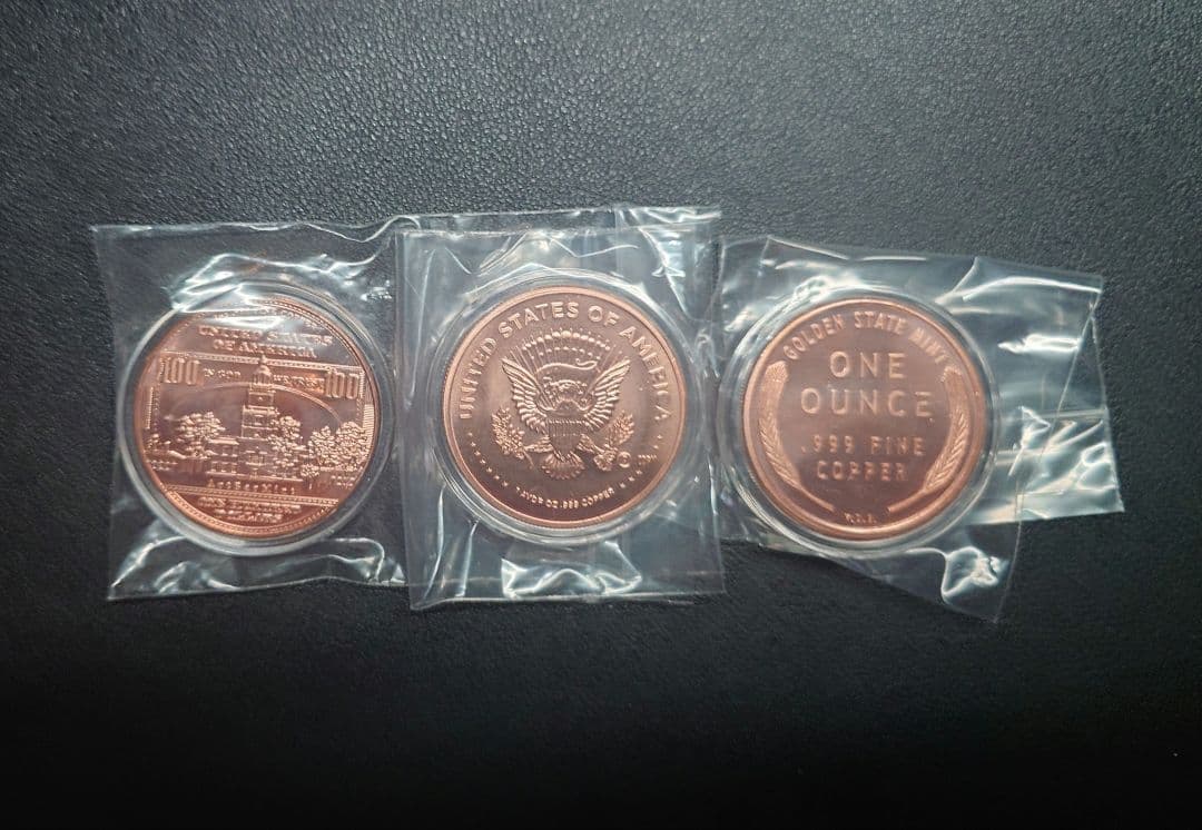 【1オンス×3種】純銅 歴代アメリカ大統領 偉人 ラウンド.999　完全未開封品