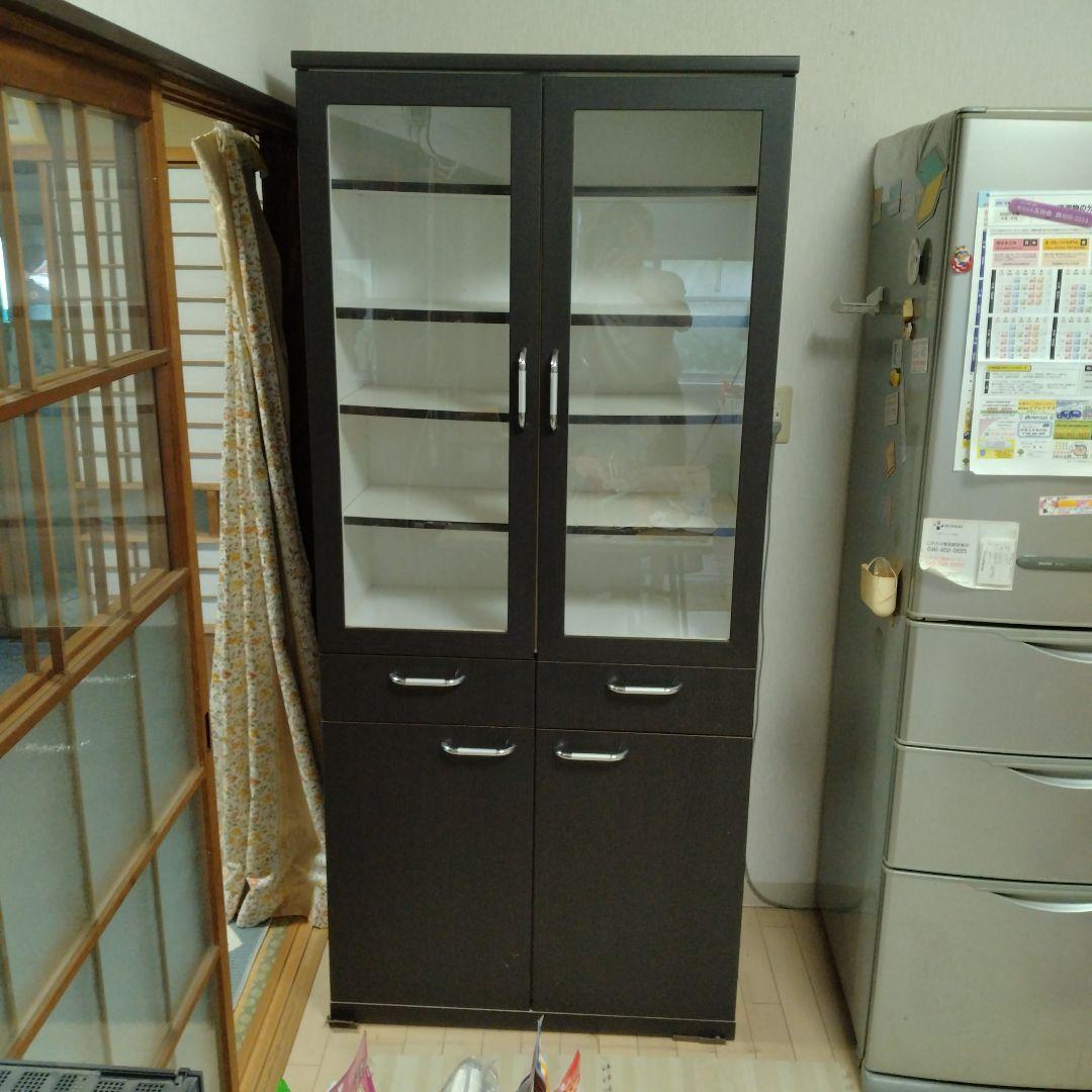 食器棚　カップボード　サニー　パンジー 80 ダイニングブラウン