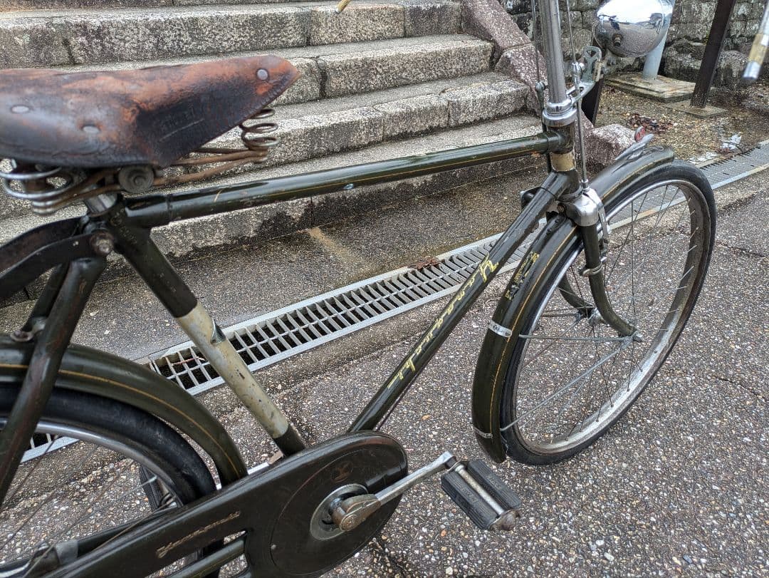 山口　シルバー号　整備済み　実用車　昭和 レトロ 自転車 　ロッドブレーキ