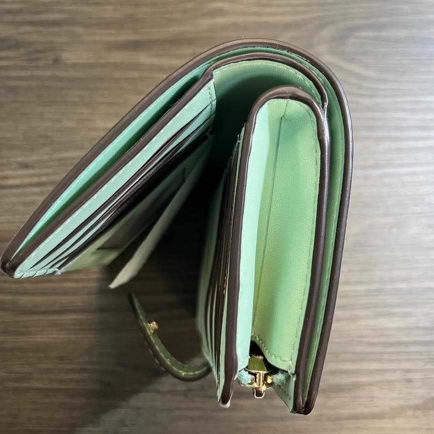 ケイトスペード ニューヨーク グリッター 二つ折り財布 キラキラ グリーン 箱付