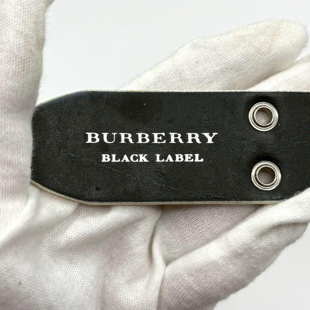 希少✨バーバリーブラックレーベル レザーベルト ダブルピンPaul 白 黒 箱付
