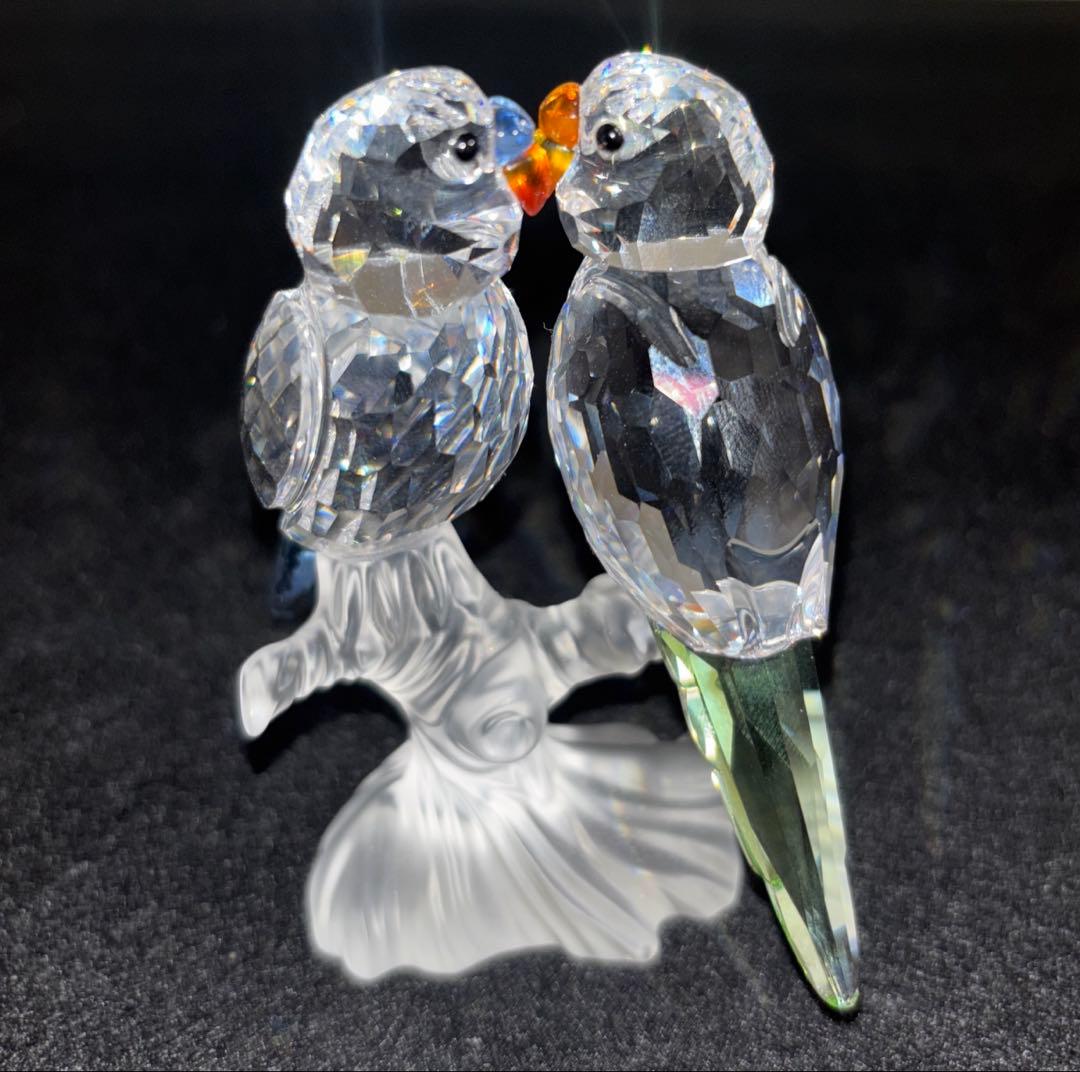 スワロフスキー クリスタル　セキセイインコ　鳥　置物