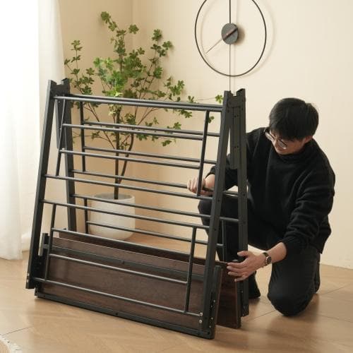 新作】【ブラック】 パイプベッド 折りたたみ ベッドフレーム シングル 軽量 持