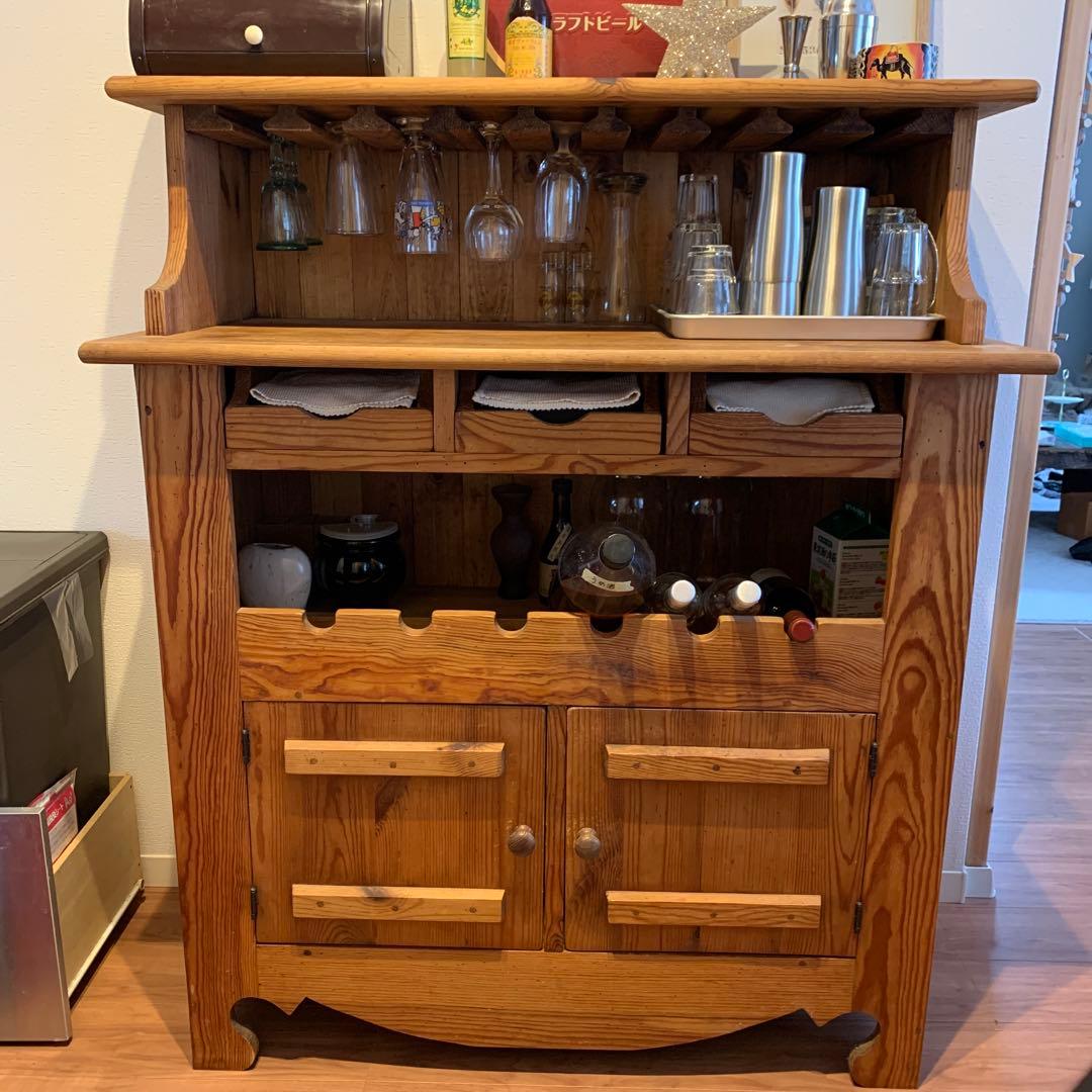 木製ワインラック　カウンター　食器棚
