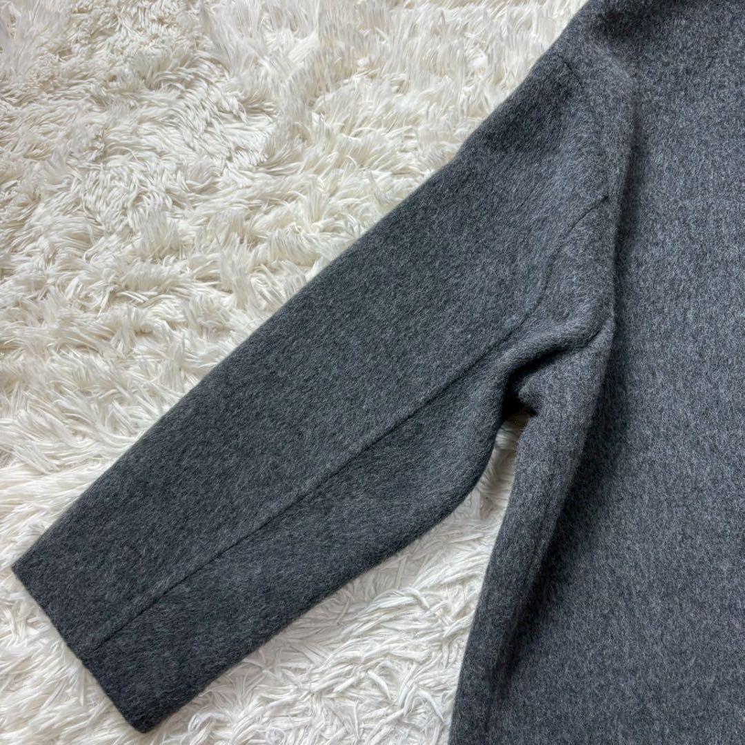 【未使用級】エンフォルド ウール リバーコート チェスター コクーン グレー×緑