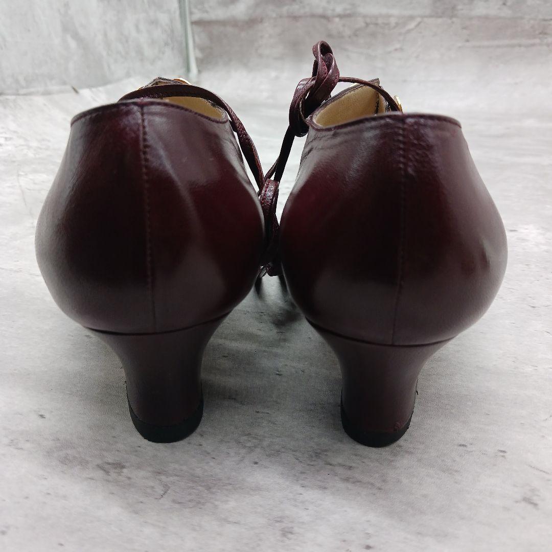 ✨極美品✨ エルメス ヒール レザー セリエボタン パンプス 38 ワインレッド