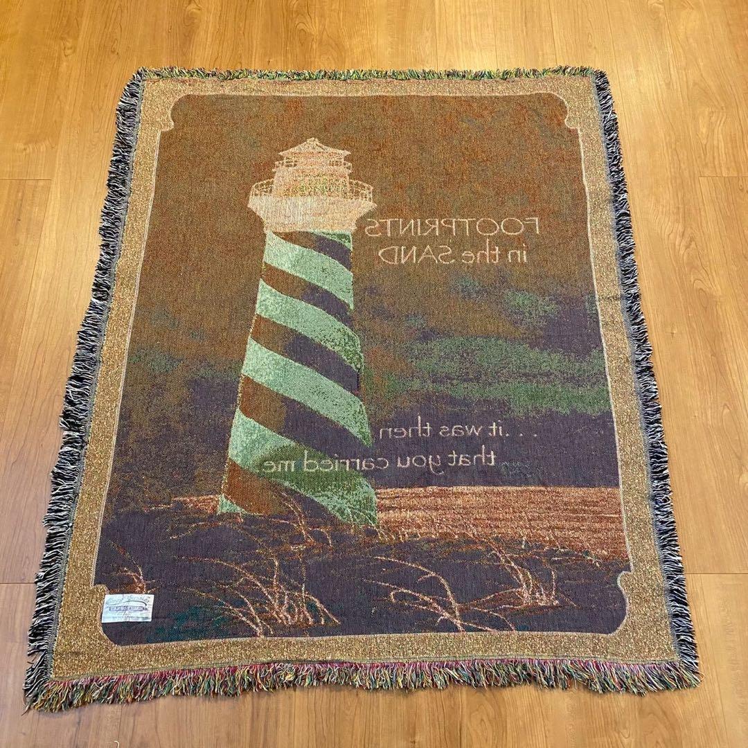 【美品】灯台 ゴブラン織 ヴィンテージラグ タペストリー タグ付 136×114