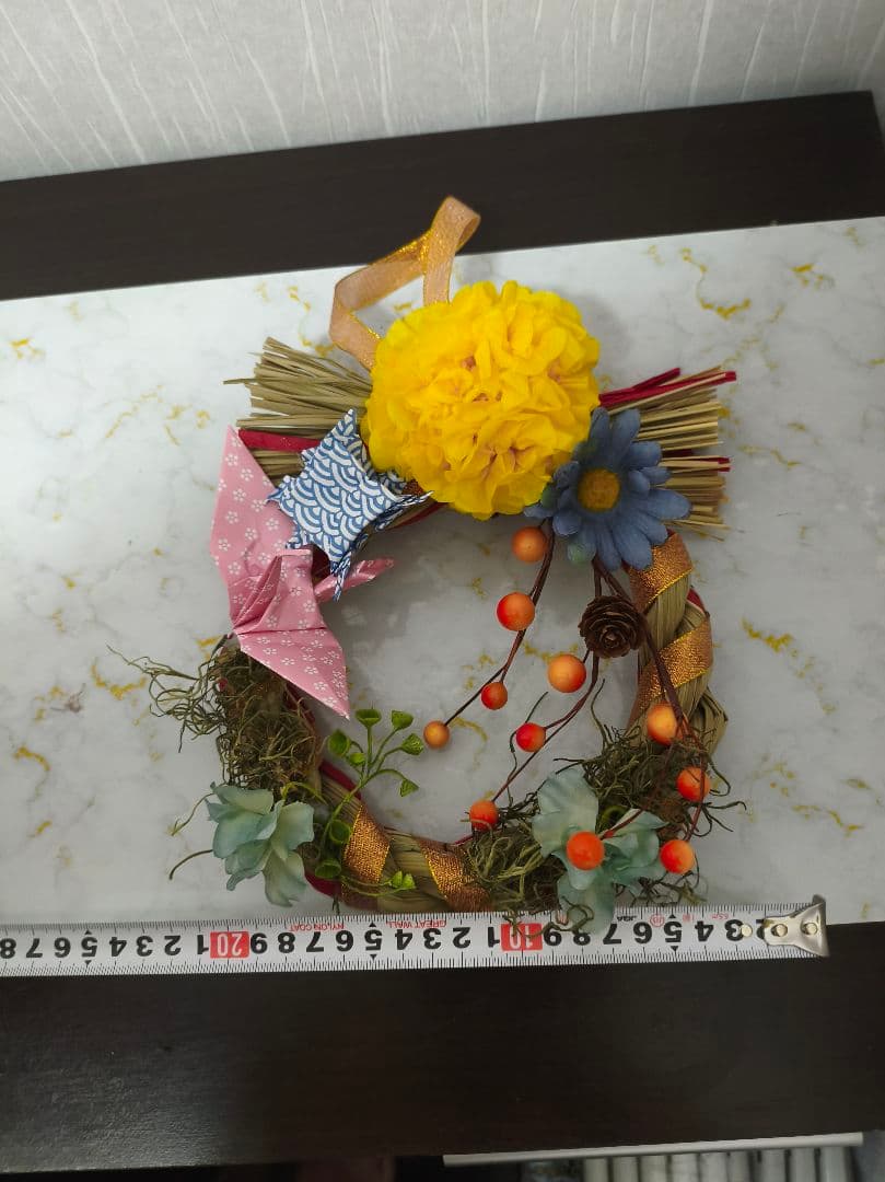 正月飾り しめ縄 造花リース