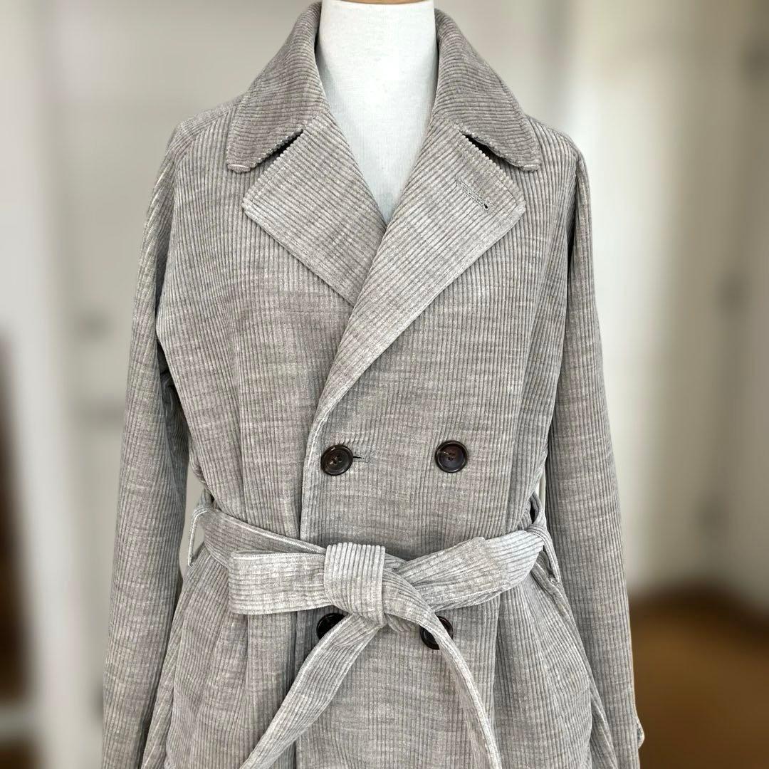 【極美品】R&D.M.Co- ヤク混コーデュロイ トレンチコート M モカ系