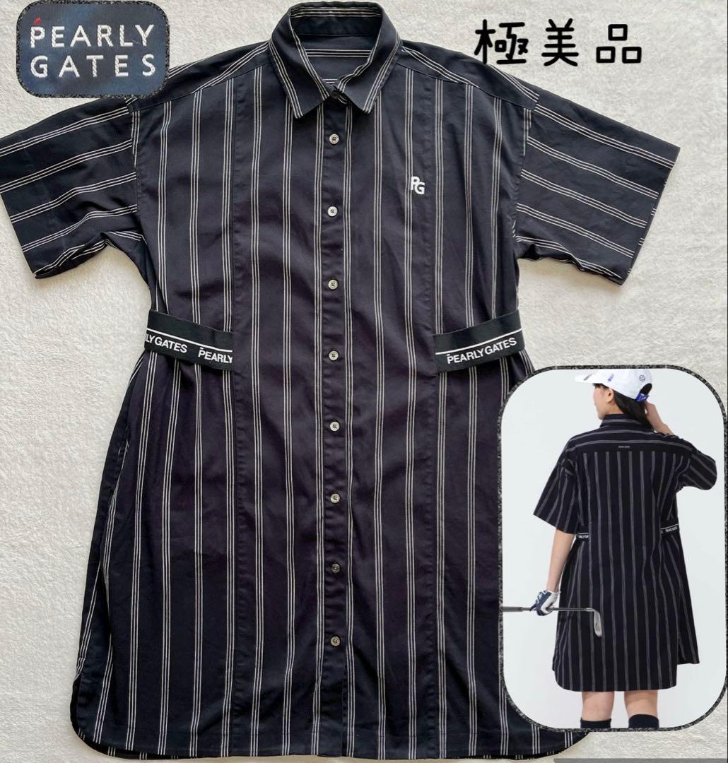 極美品　2025　パーリーゲイツ　オックス ストレッチ ストライプ 　ワンピース