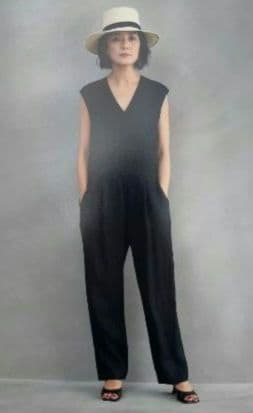 SINME シンメ Vネックオールインワン リネン