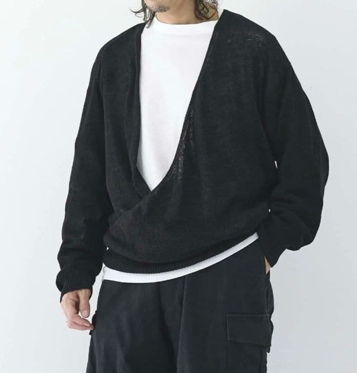 COMOLI　7Gカシュクールニットプルオーバー