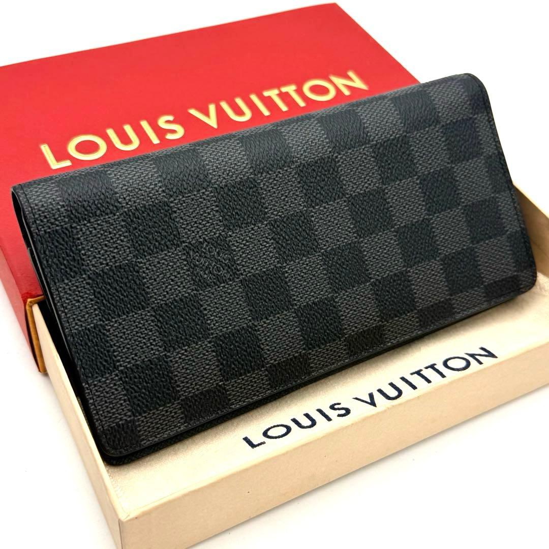 【新型】ルイヴィトン ダミエ グラフィット ポルトフォイユ ブラザ 黒 長財布